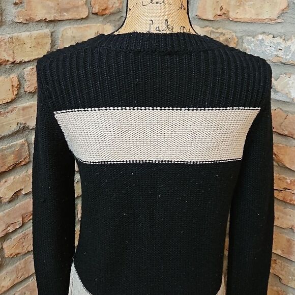 Theory Komon Sparkler black & cream wool/silk blend sweater size Small - Picture 7 of 12